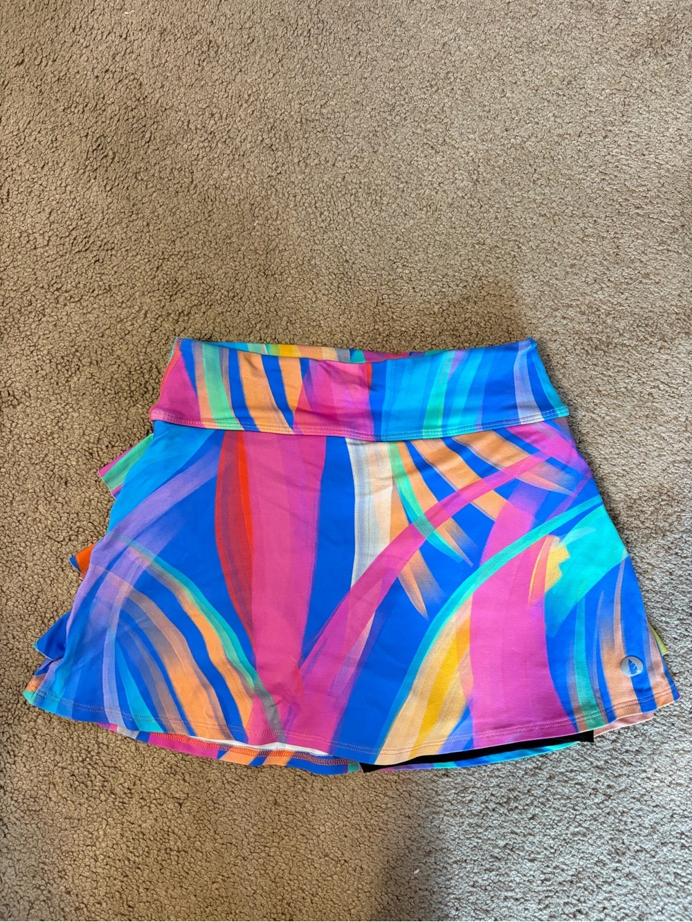 Vibrant Multicolor Mini Skirt with Wave Print